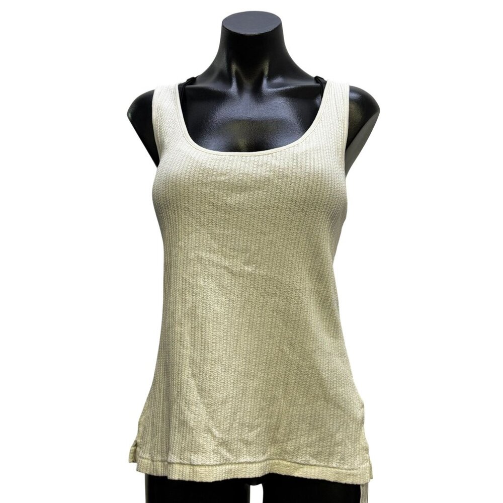 NWT Wrap London Ivory Ribbed Tank Top Scoop Neck Lightweight 16 Sleeveless Blous